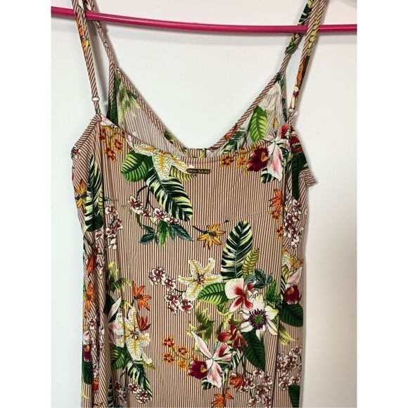 Body Glove Women's Floral Pinstriped Button Down Midi Dress Pink Size Large - Picture 7 of 7